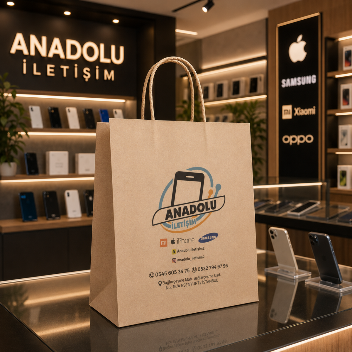 Burgu Saplı Kraft Çanta Baskılı